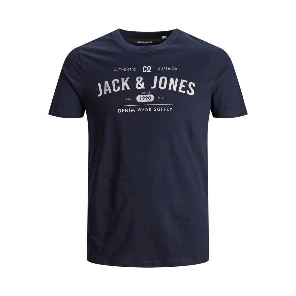 Mens Jack & Jones New Jeans Designer Classic T Shirt Navy Blazer