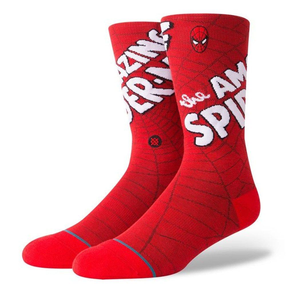 Stance Mens New Classic Crew Spider Man Comfort Red Socks