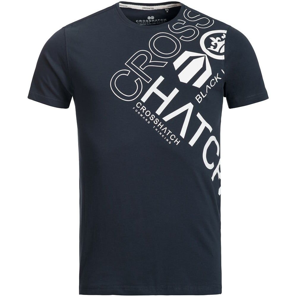 Crosshatch Mens Eleanor Branded  Designer Casual T Shirt Total Eclipse