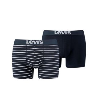Mens Levi's New Branded 2 Pack Striped Boxer Briefs Navy