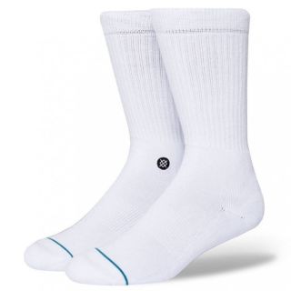 Stance Mens New Classic Crew Comfort Icon Anthem Socks White Black