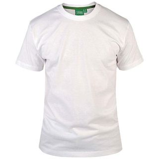 Mens D555 New Premium Weight Combed Cotton King Size Crew Neck T-Shirt White