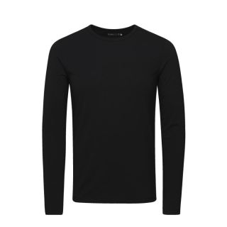 Jack & Jones Mens Slim Fit Stretch Plain Long Sleeve T Shirts Black