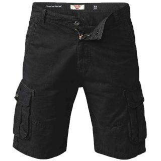 D555 Mens Greg Designer Cargo Combat Chino Shorts Black