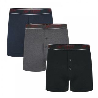 Forge Men's Boxer Shorts 3 Pack Trunks Cotton Underwear Button Fly Underpants