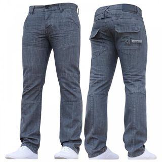 Crosshatch New Mens Woodel Straignt Leg Jeans Grey Coated