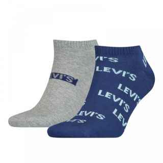 Mens Levis Low Cut Logo Aop 2 Pack Ankle Socks Blue