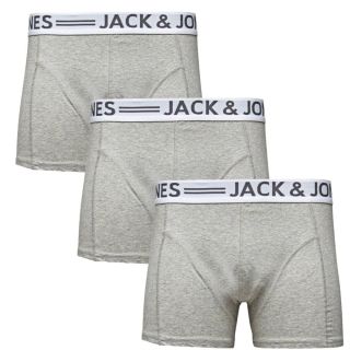 Jack & Jones Mens 3 Pack Casual Designer Sense Boxer Trunks Shorts Grey