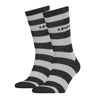 Mens Levis 2 Pack New Striped Logo Socks Black
