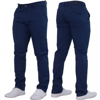 Enzo New Mens EZ348 Slim Fit Stretch Designer Blue Jeans Chinos