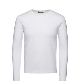 Jack & Jones Mens Slim Fit Stretch Plain Long Sleeve T Shirts White