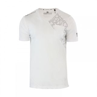 Crosshatch New Mens Casual Graphic V Neck T Shirt Lightfeet White