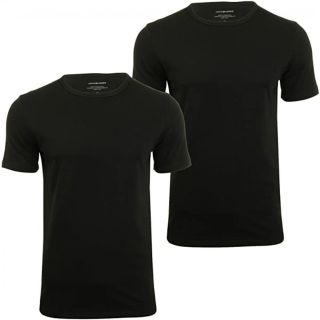 Jack & Jones New Mens 2 Pack Crew Neck Slim Fit T-shirt Stretchy Plain Lycra Cotton Tee Black