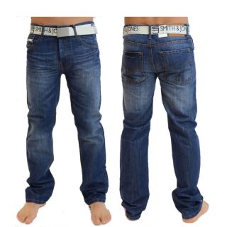 Mens Smith & Jones New  Enrico Bootcut Leg Jeans Mid Stonewash