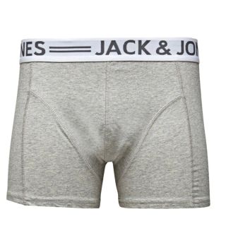 Jack & Jones Mens Sense 3 Pack Boxer Trunks Grey