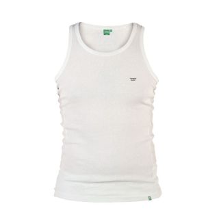 Columbus Mens Ribbed Muscle Vest Gym Top White