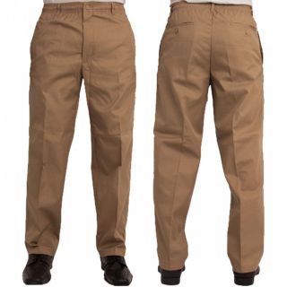 Mens Carabou New Elasticated Waist Work Casual Plain Rugby Trousers Sand