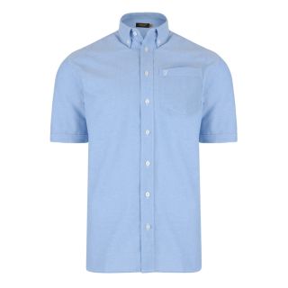 Farah Mens Short Sleeve Regular Fit Oxford Shirt 'The Drayton' Regatta Blue
