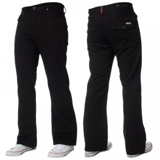 Enzo Mens New A42 Designer Bootcut Flared Denim Black Jeans