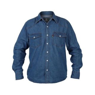 Mens Duke Western New Authentic Denim Shirt Stonewash Blue