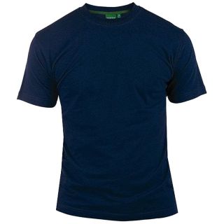 Mens D555 New Premium Weight Combed Cotton King Size Crew Neck T-Shirt Navy