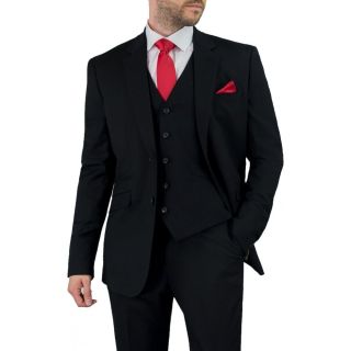 Cavani Mens Marco Suit Black 3 Piece Work, Wedding or Party Suit BNWT