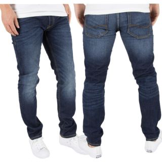 Jack & Jones Mens Tim CR011 Original Slim Fit Distressed Jeans Dark Used Look