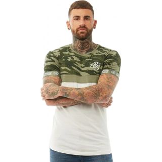 New Crosshatch Mens Youneek Camo Army Print Casual T Shirt Green 