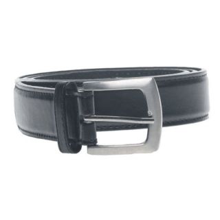 D555 Mens Lewis Square Buckle Plain Belt 3.0cm Width - Black