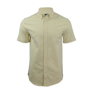 Farah Mens Short Sleeve Regular Fit Thompson Oxford Shirt Pastel Yellow