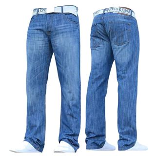 Smith & Jones Mens Furio Straight Leg Jeans Light Wash