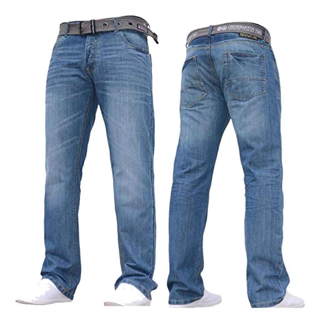 Crosshatch Mens Wak New Straignt Leg Jeans Mid Stonewash