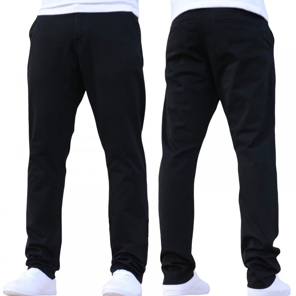 Enzo New Mens EZ348 Slim Fit Stretch Designer Black Jeans Chinos