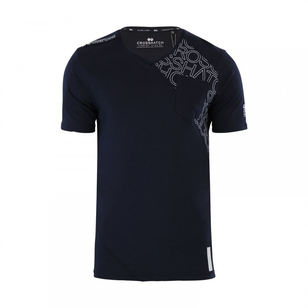 Crosshatch New Mens Casual Graphic V Neck T Shirt Lightfeet Night Sky