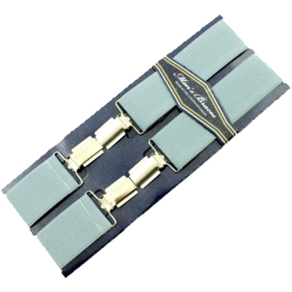 Threads Mens Heavy Duty Light Grey Braces Trouser Belt Suspender 1.5" 35mm Wide
