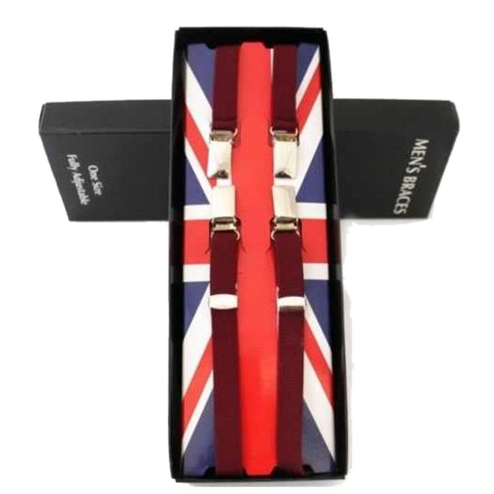 Union Jack Classic 1/2" 14mm Thin Mens Braces Wine