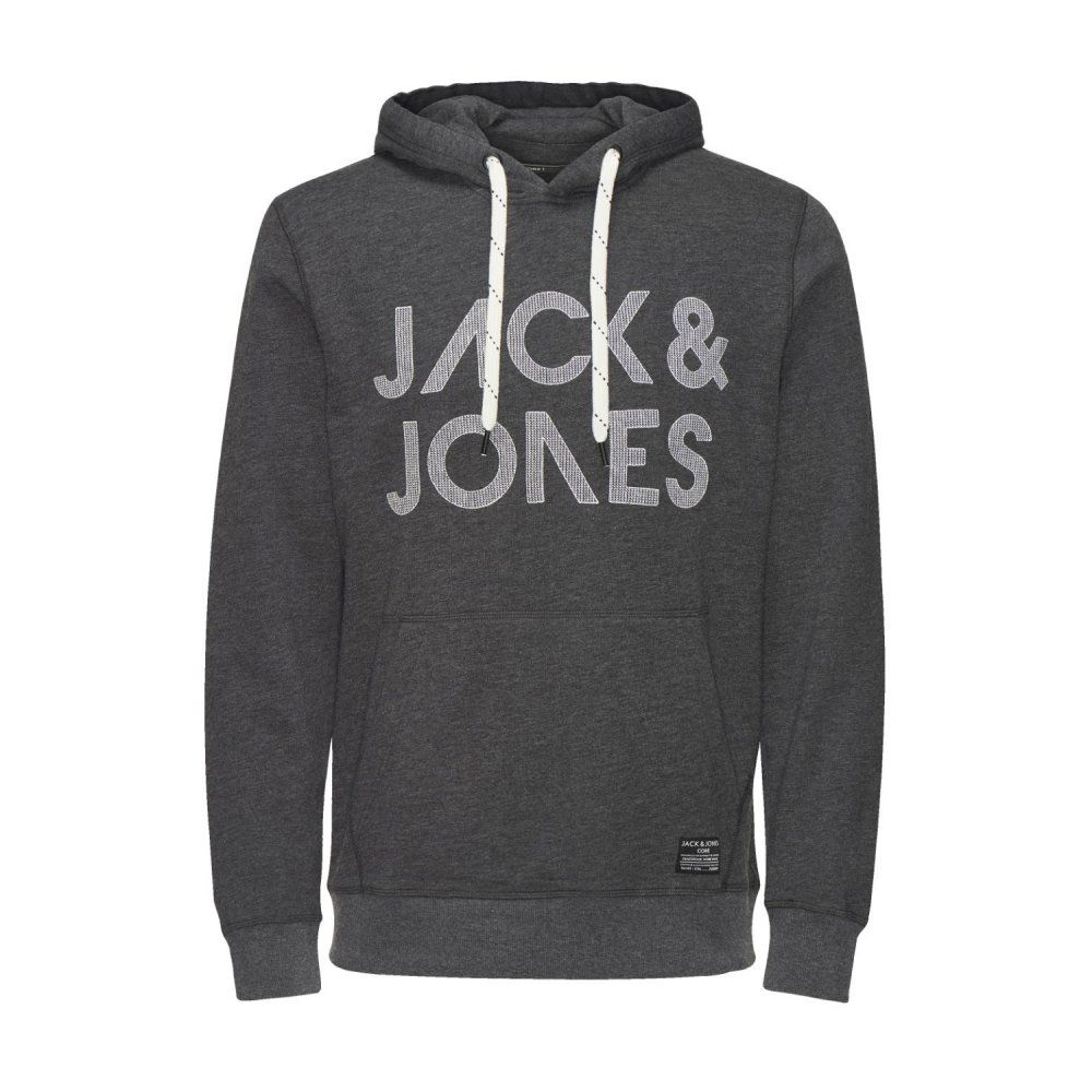 Jack & Jones Scale Branded Hooded Top Dark Grey