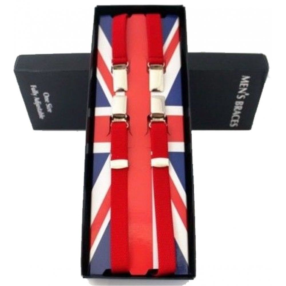Union Jack Vintage Classic 1/2" 14mm Thin Mens Mod Braces Red