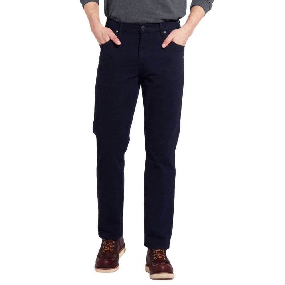 Wrangler Texas Mens Stretch Regular Fit Brushed Cotton Jeans Navy