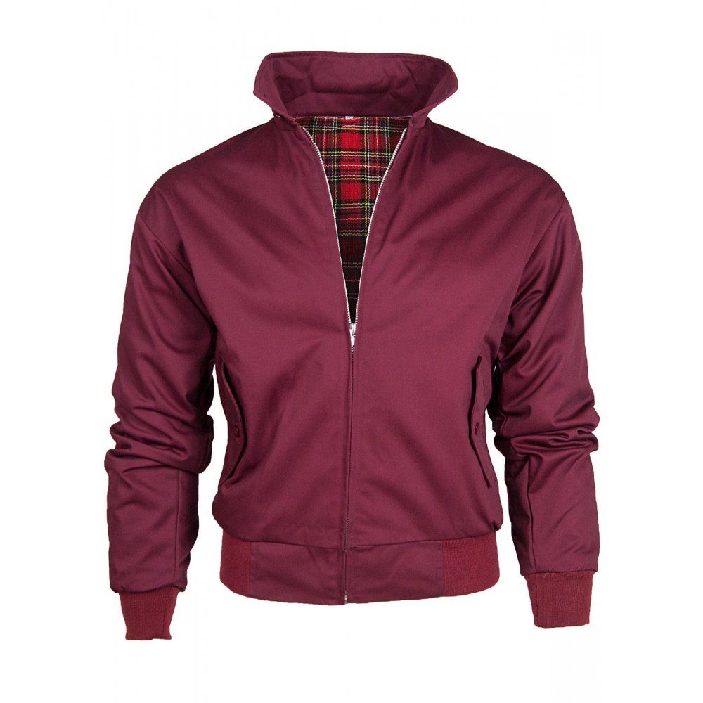 Threads Mens Harrington Vintage Jacket Coat Mod Tartan Check Wine