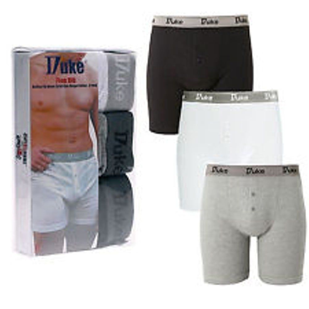 Duke New Mens Cotton Boxer Shorts Button Fly XL Underwear 3 Pack