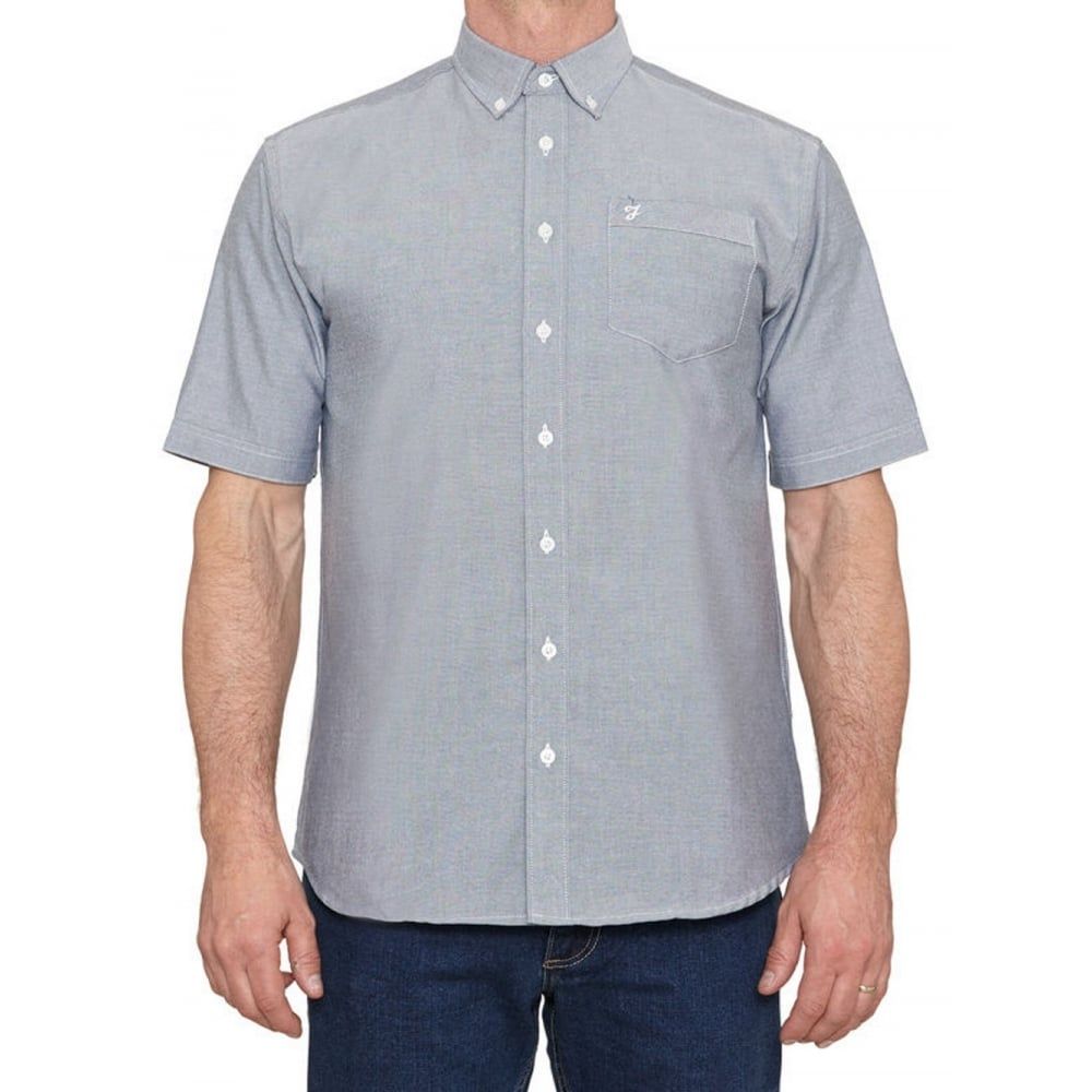 Farah Mens Short Sleeve Regular Fit Oxford Shirt 'The Drayton' Navy