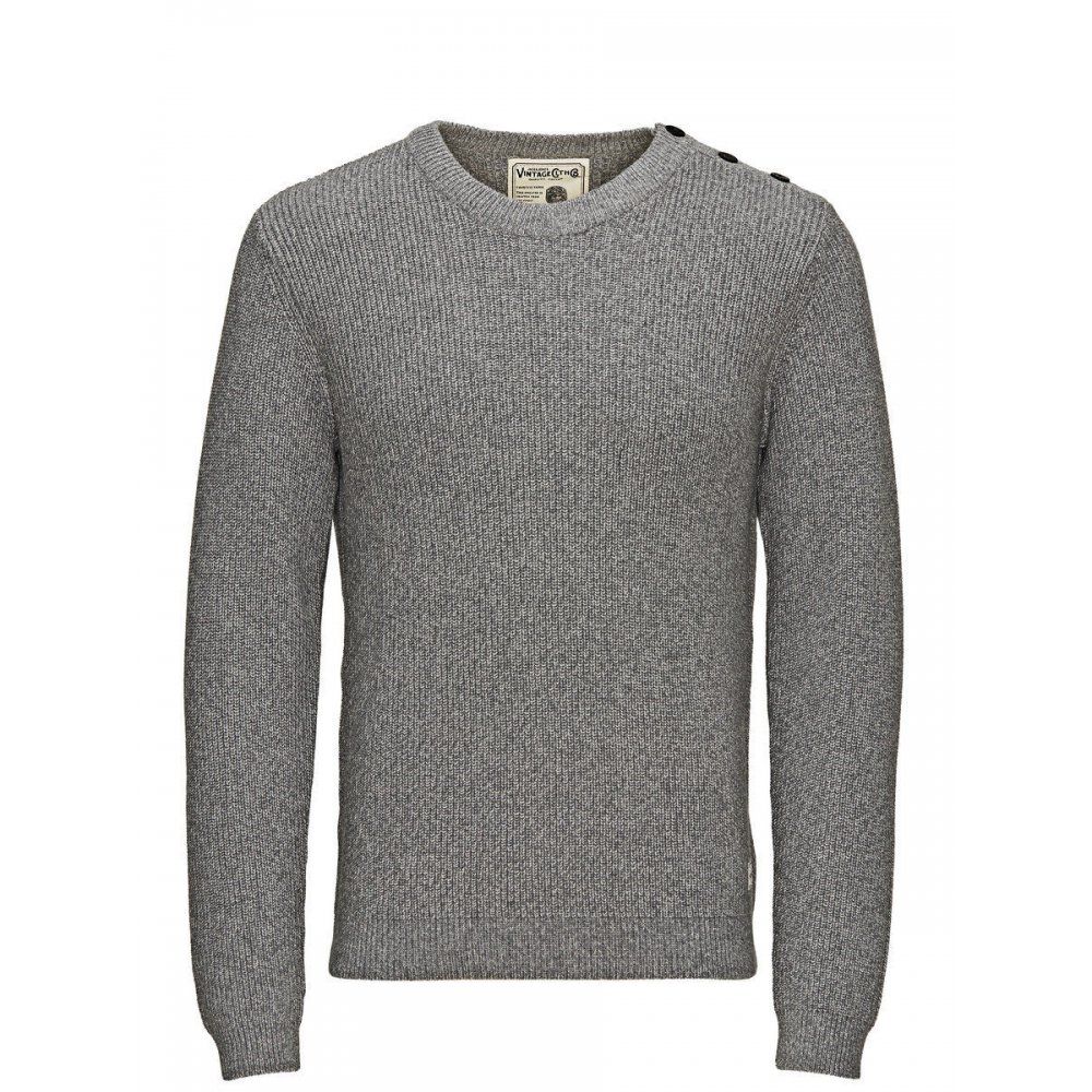 Jack & Jones Knitted Brody Crew Neck Jumper Light Grey