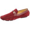 Mens Belide Moccasins Suede Look Shoes Driving Loafers Slip On Italian New Red