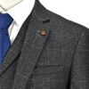 Cavani Draco 3 Piece Suits Check Tweed Regular Fit Blazer Grey Check