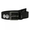 Crosshatch Mens Branded Lineman Webbed Canvas Designer PU Nylon Belt Black