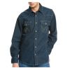 Mens Wrangler Authentic New Western Style Denim Shirt Rinse Indigo 