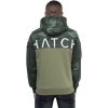 Mens Hoodie Crosshatch Popof Green Camo Panel Sweatshirt Jumper Top Pullover 