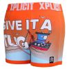 Xplicit Men's Funny Rude Tugger Geek Cartoon Novelty Boxer Shorts Trunks Red Orange