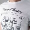 Crosshatch Mens Bones Designer Casual Skull T Shirt White